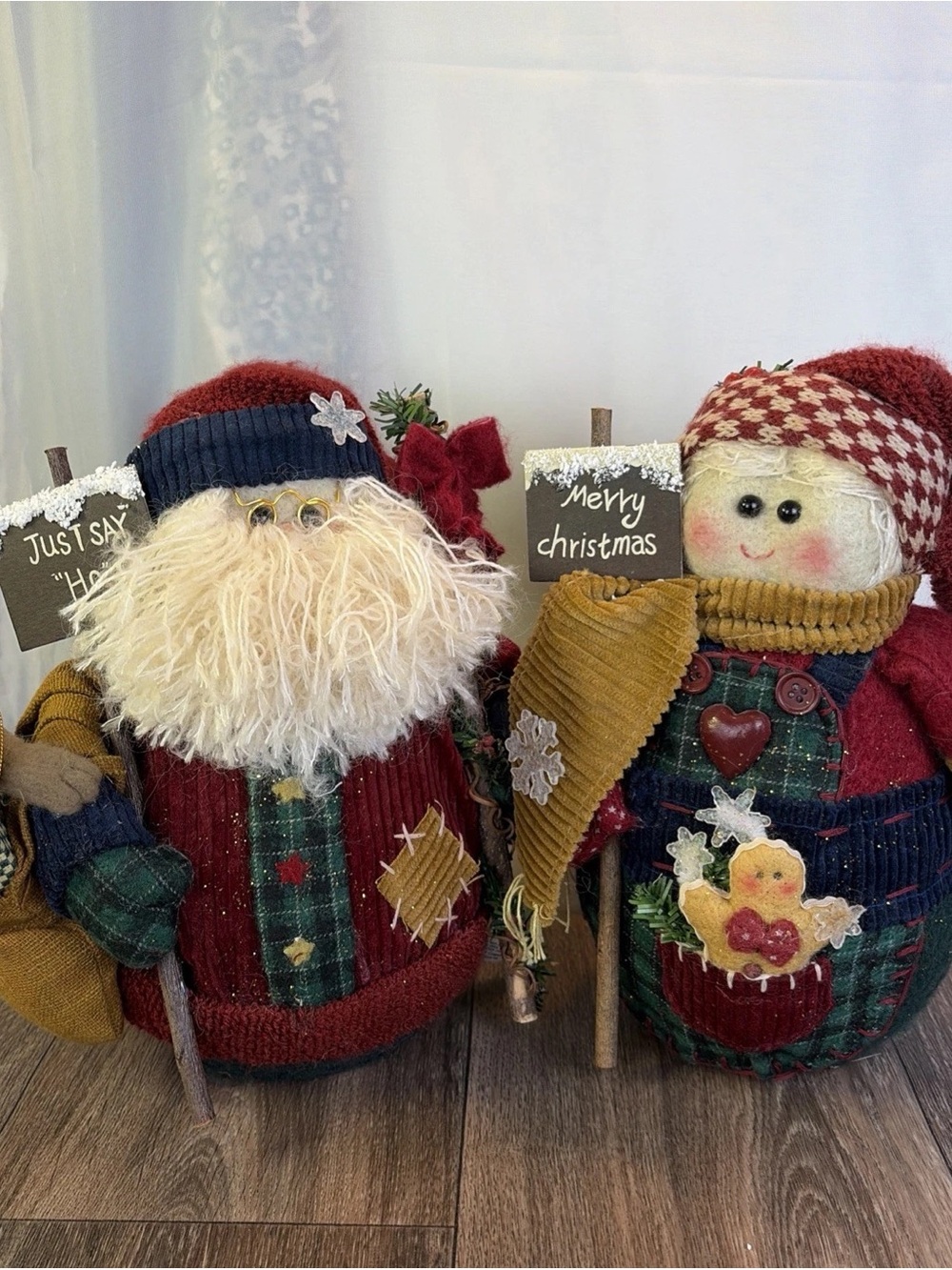 Vintage 1998 Mother Brown’s Homespun From The Heart Plush SANTA & Mrs Claus